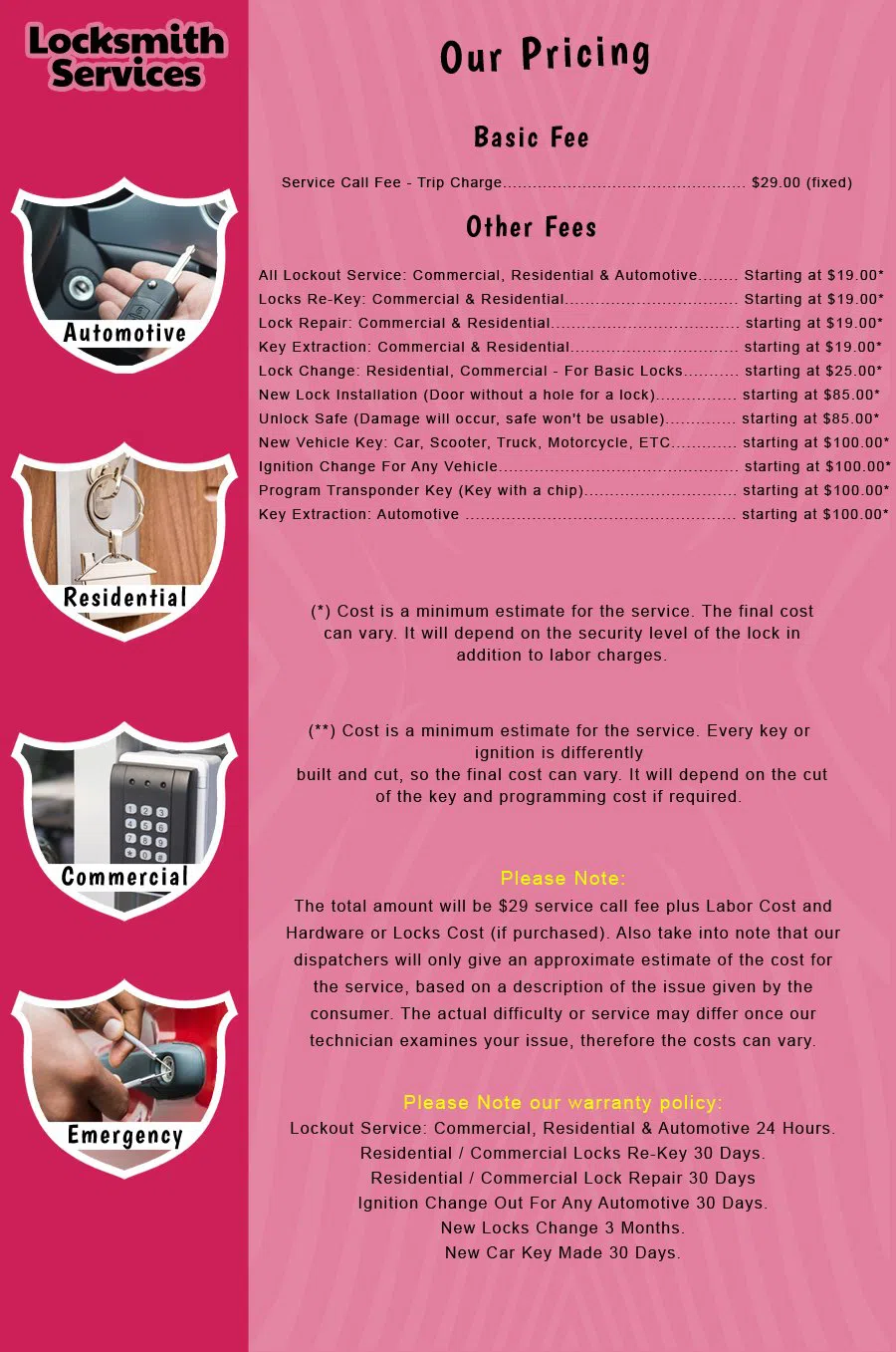 Millburn NJ Locksmith Store Millburn, NJ 973-310-9431 - price-list-c-18